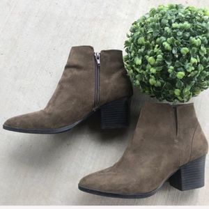 SOLD Ankle Booties Faux Suede Olive/Like New